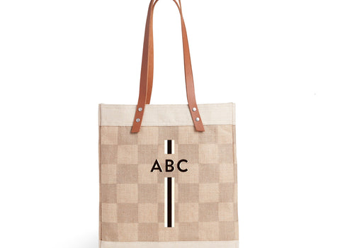 Market Tote in Checker with Black Monogram, Select One