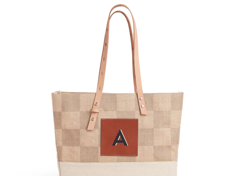 Shoulder Market Bag in Checker "Alphabet Collection", Select One