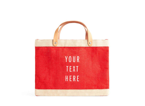 Customized Petite Market Bag in Red - Wholesale, White