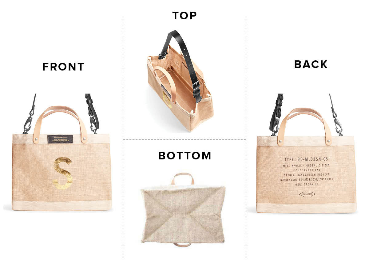 Customizable Gold Foil Detachable Handle Petite Market Bag | Artist Collaboration