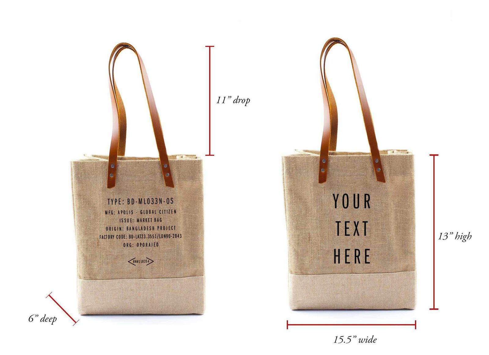 Customized Wine Tote in Natural - Wholesale