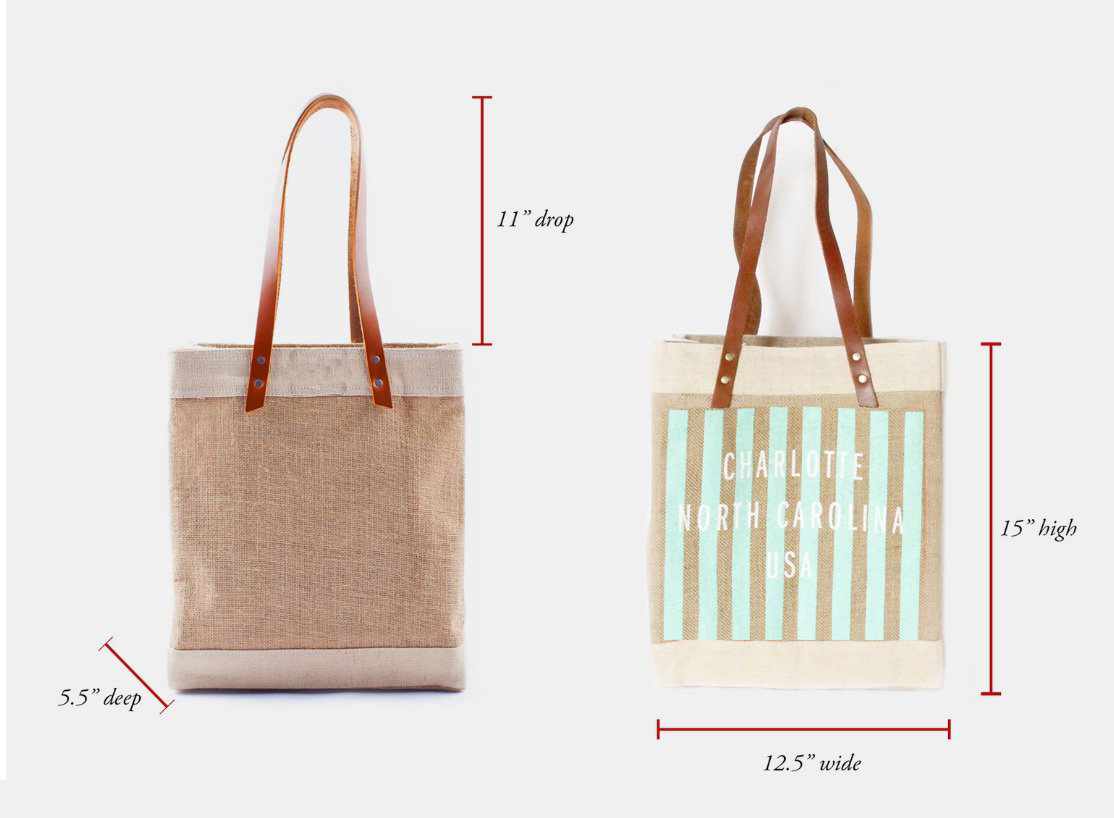 Customize Your Striped Long Handle Tote in Neon Mint