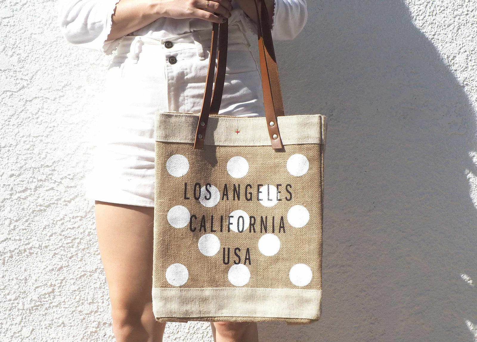 Customize Your Polka-Dot Tote in White