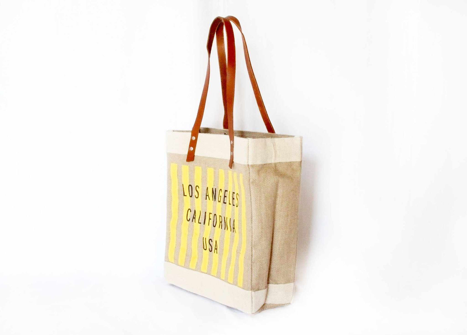Customize Your Striped Long Handle Tote in Yellow