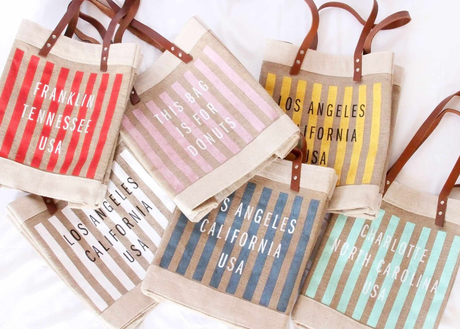 Customize Your Striped Long Handle Tote in Neon Mint